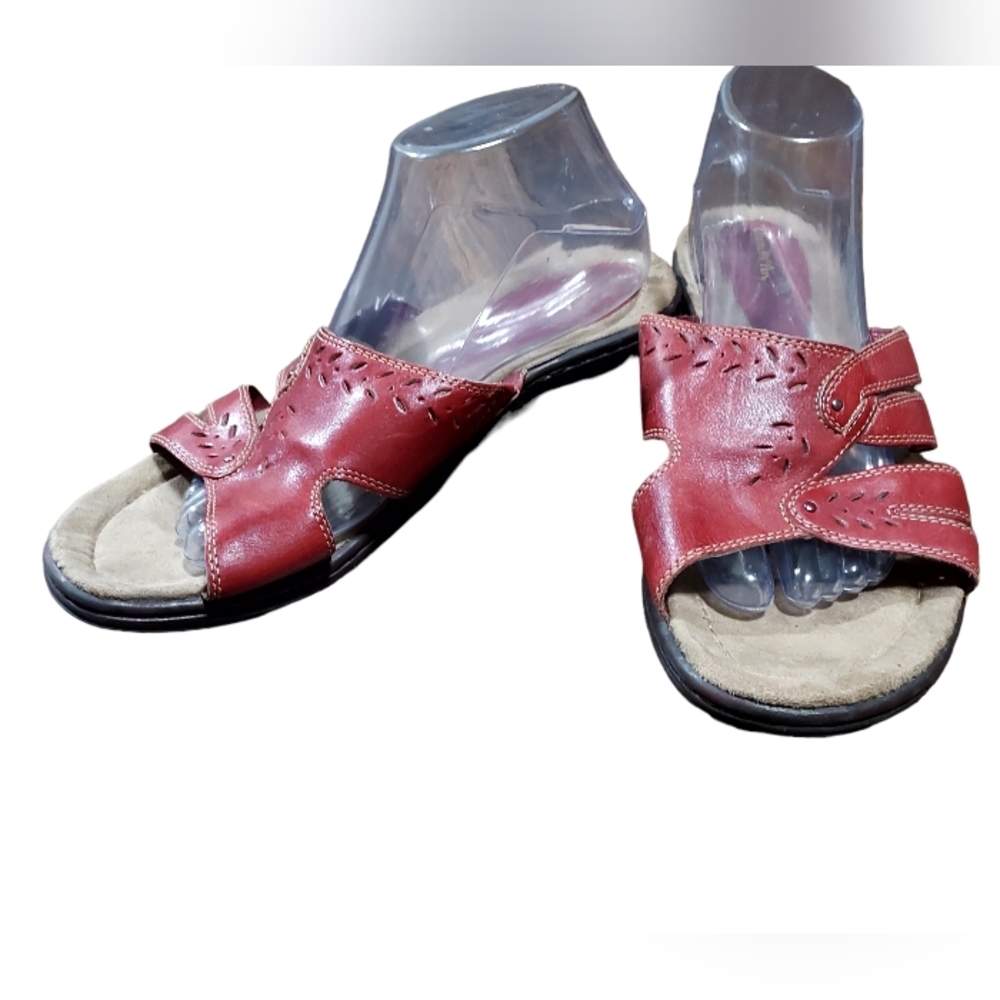 Thom McAn Shoes Sandals 11w Red Footwear Open Toe Comfort. 1.5" Heel (0142)